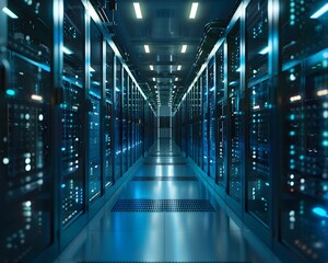Fototapeta premium Illustration of Processing data at the edge of the network, closer to where it is generated, to reduce latency and improve real-time decision-making. Ai Generate.