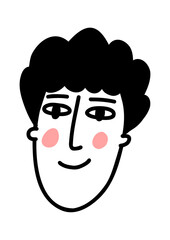 Doodle face. Caricature avatar set. Cartoon cute hipster persons. Vector illustrations