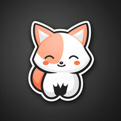 Obraz premium Cute Cartoon Fox on Dark Background