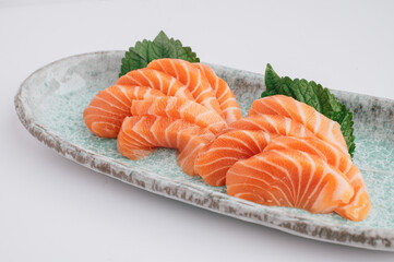 salmon sashimi on a plate