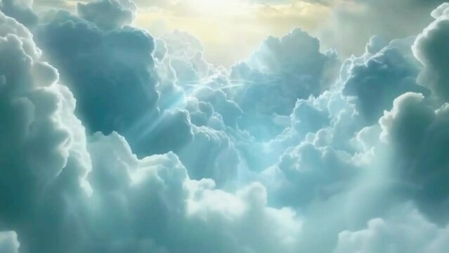 Dramatic clouds representing the heavenly realm and the divine presence descending upon the earth, 4K High-Quality Animation Video