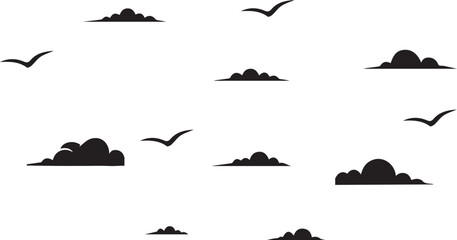 bird and sky solid white background with black silhouette  vector file 