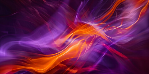 Naklejka premium A purple and orange swirl of light with a purple background