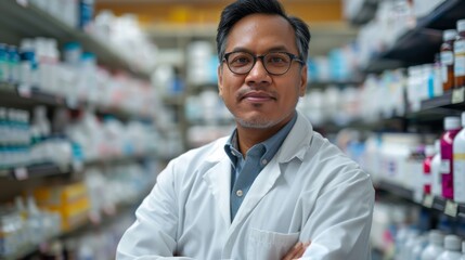 Portrait of Asian Indian pharmacist