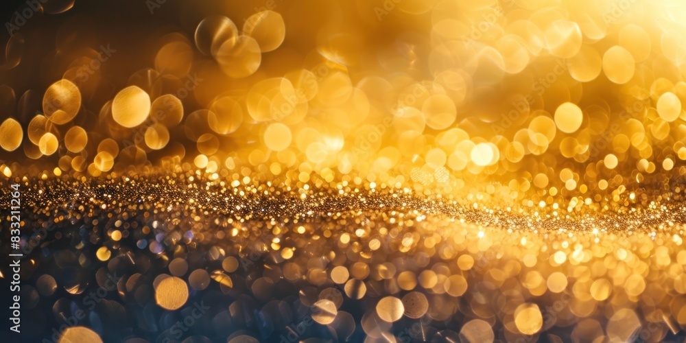 Poster abstract gold glitter background with bokeh lights. generated ai