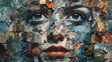 Design a collage using fragmented and disjointed images. 