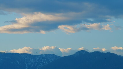 Eagles Spread Their Wings And Soar Into The Blue Sky. Bird In A Mountain Landscape. Still.