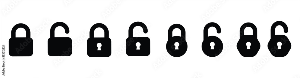 Poster locks icons set. padlock flat icon set. locked and unlocked vector icon set. lock symbol isolated on