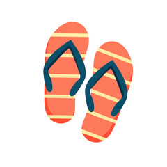 Cartoon stripped flip flops. Beach slippers. Sand sandal for summertime