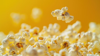 Fototapeta premium A popcorn on a flying the air with background