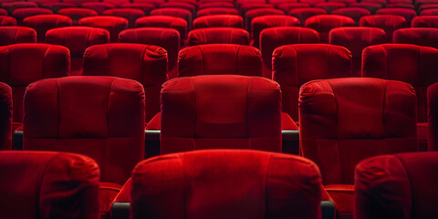 movie theater empty auditorium with seats ,Row of red seats in movie theater , empty cinema seats cinema .


