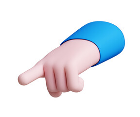 Isolated 3d hand on white background. Human hand pointing with finger. 3d illustration.