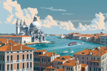 Illustration of Venice City, Italy