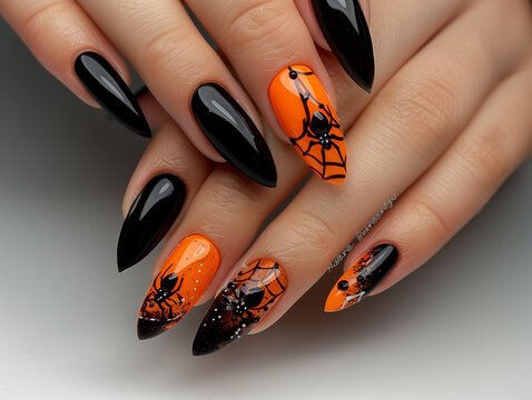 Nageldesign mit Halloweenmuster