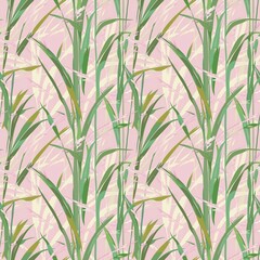 Obraz premium tall grass light pink pastel light green summer fashion fabric pattern seamless textile background