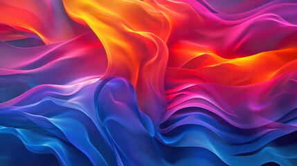 Obraz premium Digital artwork featuring flowing colorful waves in red, orange, yellow, purple, and blue on a dark background