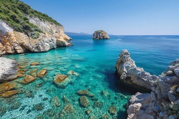 coast of Zakynthos island , Greece , clear blue water