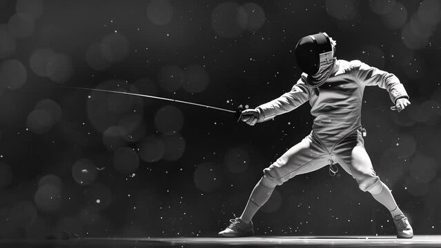 fencer engaging in a spirited duel. seamless looping overlay 4k virtual video animation background