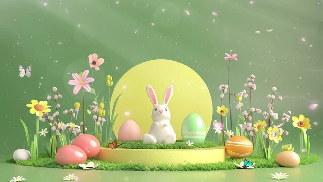 easter podium background product egg spring. seamless looping overlay 4k virtual video animation background