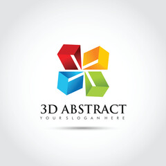 3D Abstract Logo Template. Vector Illustrator
