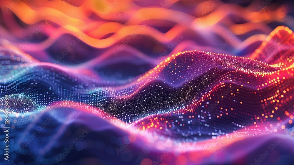 Poster technology pattern showing a kaleidoscope of digital circuits in contrasting hue