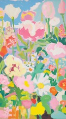 Flower garden painting art abstract.