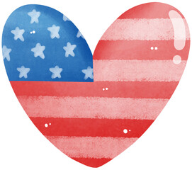 America flag of heart, 4 of July celebration heart