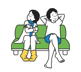 寒がる女性と平気な男性