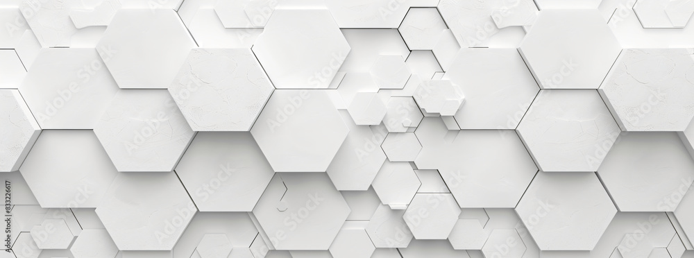 Aufkleber abstract white background with hexagon pattern, 3d rendering illustration. white abstract wallpaper 
