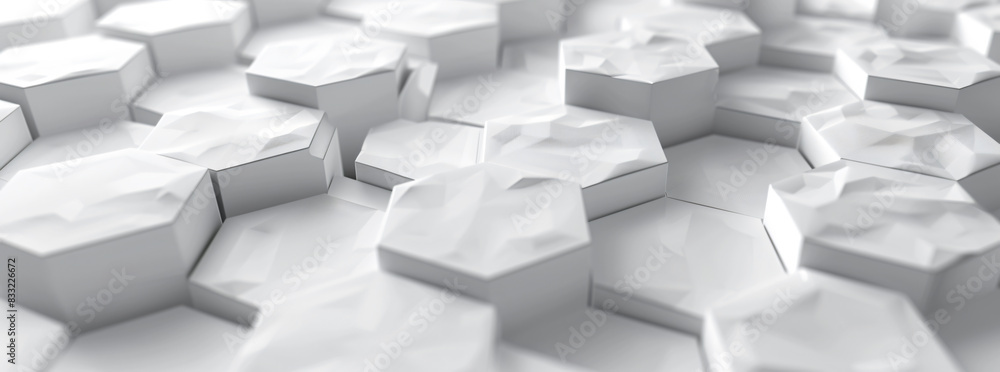 Poster abstract white background with hexagon pattern, 3d rendering illustration. white abstract wallpaper 