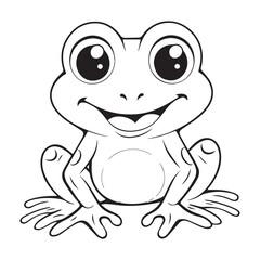 Cute simple frog icon logo, black vector illustration on white background