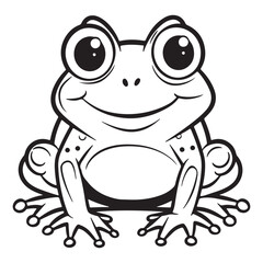 Cute simple frog icon logo, black vector illustration on white background