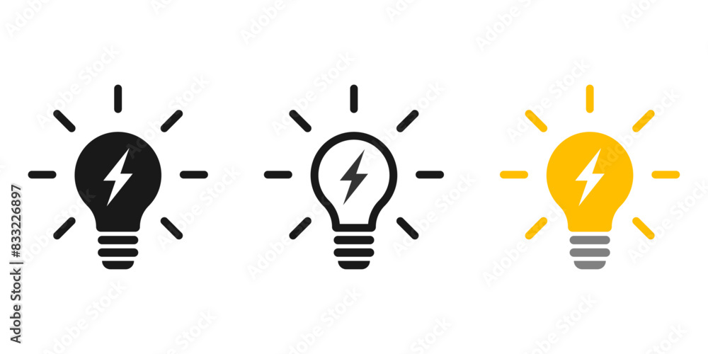 Poster lightning in light bulb icon. light bulb symbol with a lightning bolt inside. vector illustration.