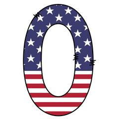 Stylized Letter O With American Flag Design on White Background