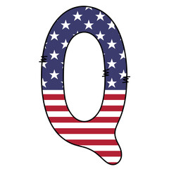 Stylized Letter Q With American Flag Design on White Background