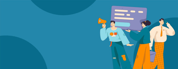 Flat vector illustration of business people operating work scene
