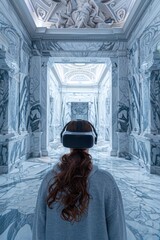 A person immersed in a virtual reality experience 