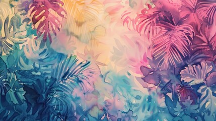 Modern colorful tropical floral pattern. Cute botanical abstract contemporary pattern wallpaper