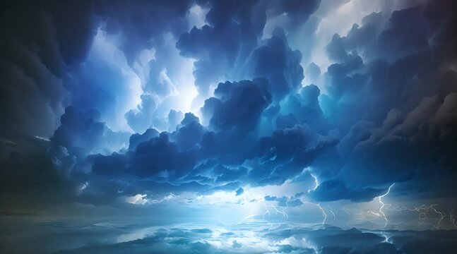 A VDO of Thunder clouds gathering on the horizon, heralding an impending storm with flashes of lightning and rumbling thunder Illustrate the power and majesty of a thunderstorm