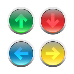 Vector set of arrow buttons. Vector illustration. Menu navigation pointer symbol. Next indicator sign.