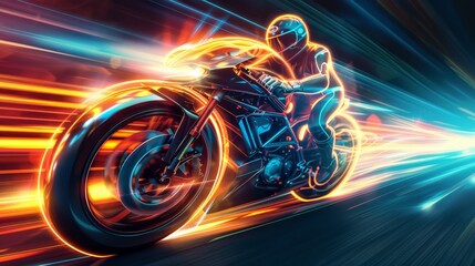 Fototapeta premium Blurred Motion Motorbike on Dynamic Background
