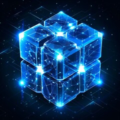 Modern Blue Blockchain Technology Icon Symbolizing Innovation and Connectivity