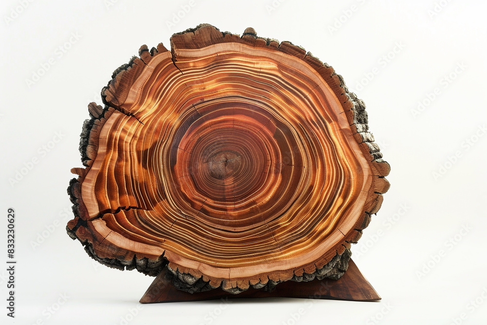 Fototapete a cross-section of a tree trunk showcasing the depth and complexity of its rings.