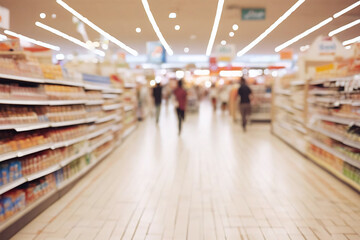 blur shopping in supermarket