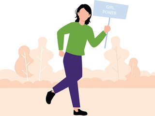 A girl is holding a girl power board.