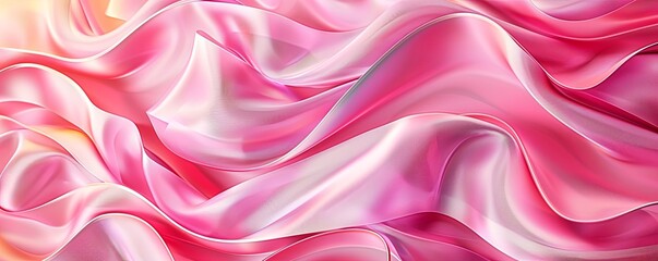 Obraz premium Pink 3D interwoven ribbons, with flowing curves, creating a graceful and dynamic abstract background