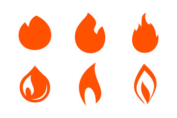 Set of fire flame icon vector logo silhouette symbol