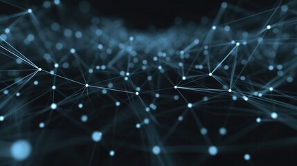 Technology Abstract background. Connecting dots and lines on dark background and white dots.