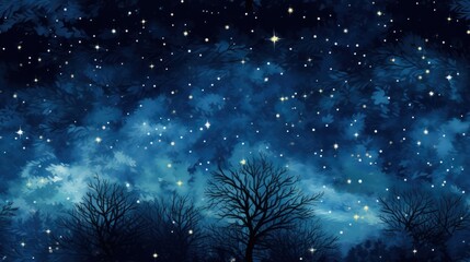 The night sky has stars illustration seamless