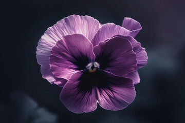 A delicate purple pansy with a dark center.